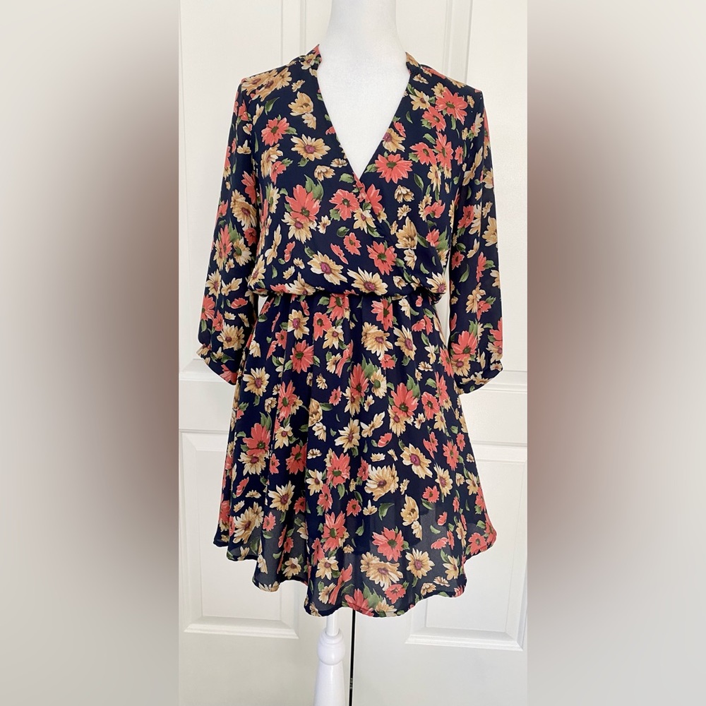 Lush Navy Floral Dress